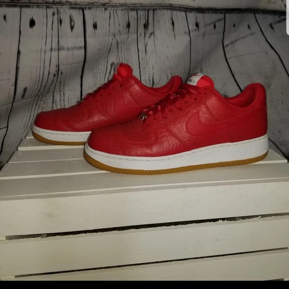 Like New Nike Af1 "Red Python" Low Tops - image 1